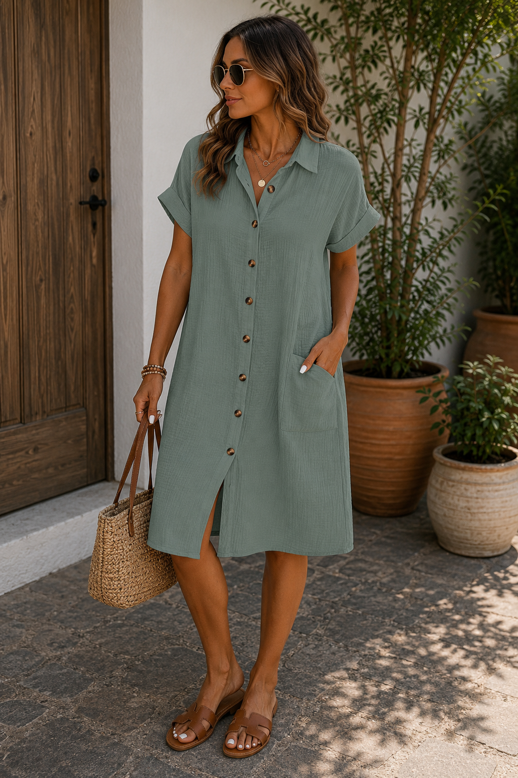 Vintage Cotton & Linen Mini Dress